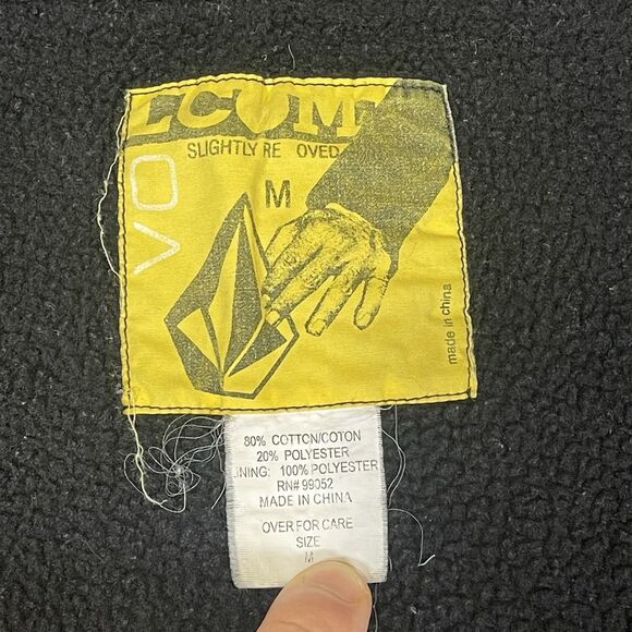 Vintage Y2K Volcom Full Zip Hoodie Men’s Medium Gray AOP Sherpa Lined Skater - Picture 11 of 15